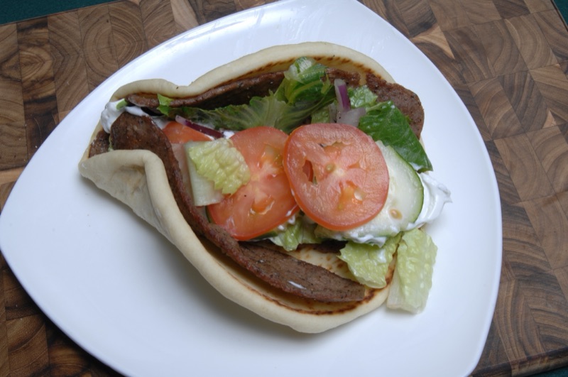 Mediterranean gyro pizza at LA Gourmet Pizza Dallas