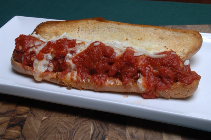 Italian meatball pizza specialty at LA Gourmet Pizza